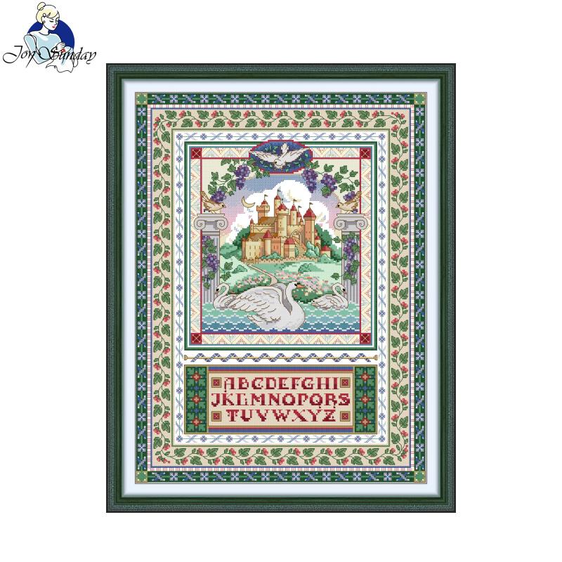 Embroidery Artist - ชุดงานปักครอสติชลายปราสาทหงส์พิมพ์ลายแบบ HD 16CT ผ้า Aida นับ11CT