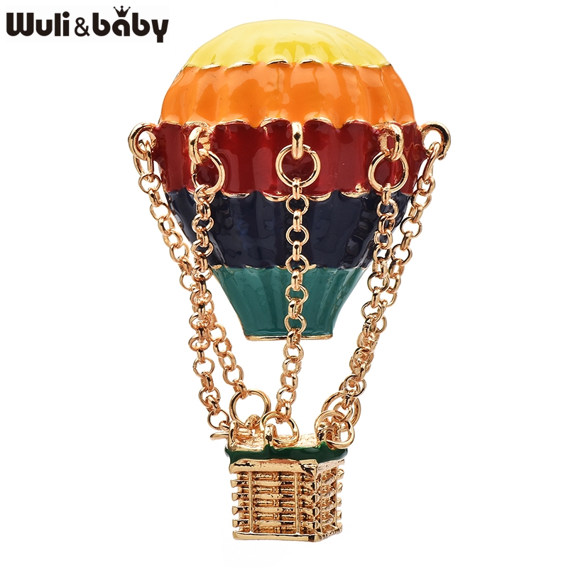 Embroidery Bali - เข็มกลัดรูปบอลลูนเคลือบสีหลากสี Wuli&baby สวยงาม โรแมนติก รูปทรงยานพาหนะ ทำจากโลหะ