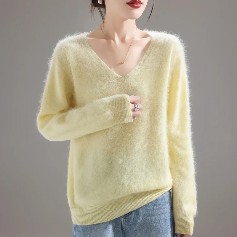 Embroidery Fashion - เสื้อสเวตเตอร์ขนแกะเมอริโนแท้ 100% สำหรับผู้หญิง ปี 2025 แบบถักหนา