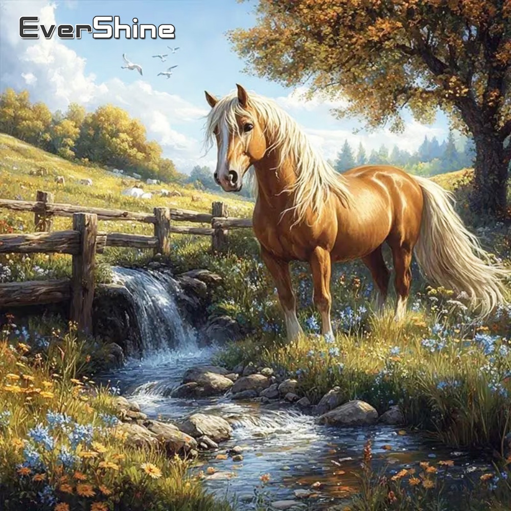Embroidery Horse - ชุดปักเพชร DIY EverShine ลายม้า งานปักเพชรเต็มรูปแบบ แบบสี่เหลี่ยมและแบบวงกลม