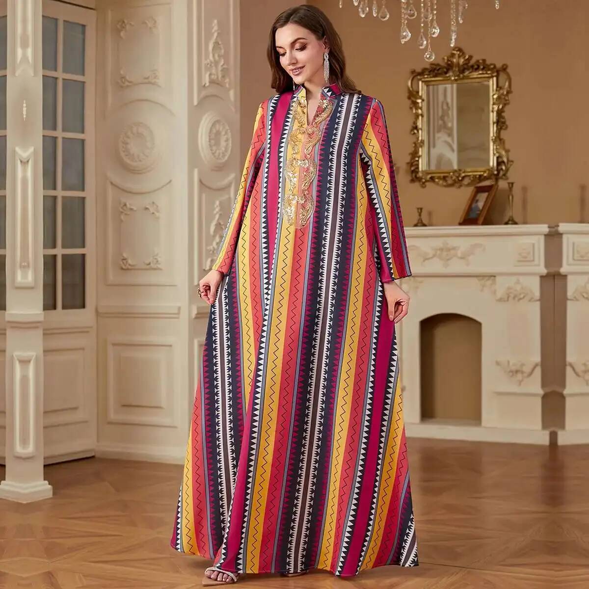 ชุดเดรสสตรีแบบมุสลิมลายพิมพ์แฟ - Embroidery Yellow Dress บทวิจารณ์และราคา