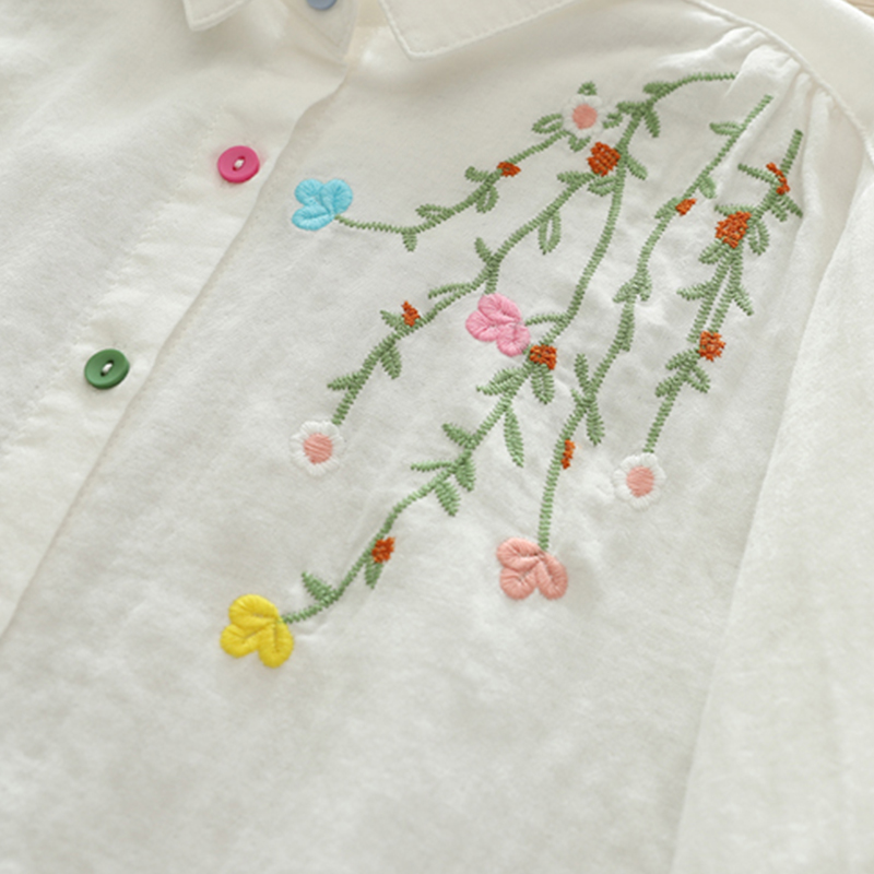ฤดูใบไม้ร่วงผ้าฝ้ายสองชั้นแขนย - Embroidery Artist บทวิจารณ์และราคา