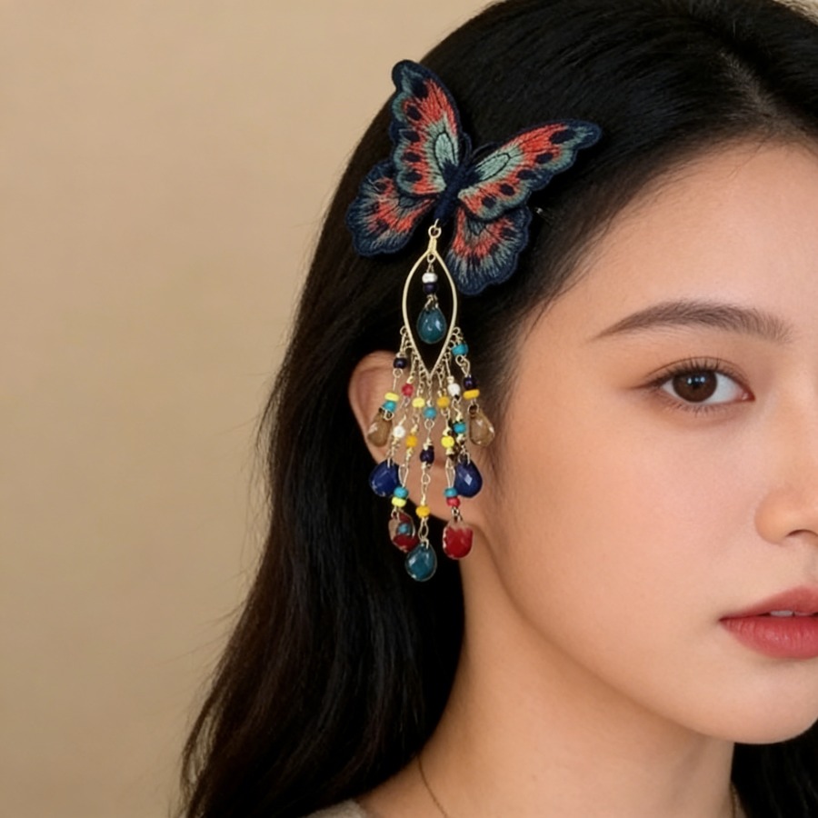 กิ๊บติดผมรูปผีเสื้อสไตล์จีนแบบ - Embroidery Charm บทวิจารณ์และราคา
