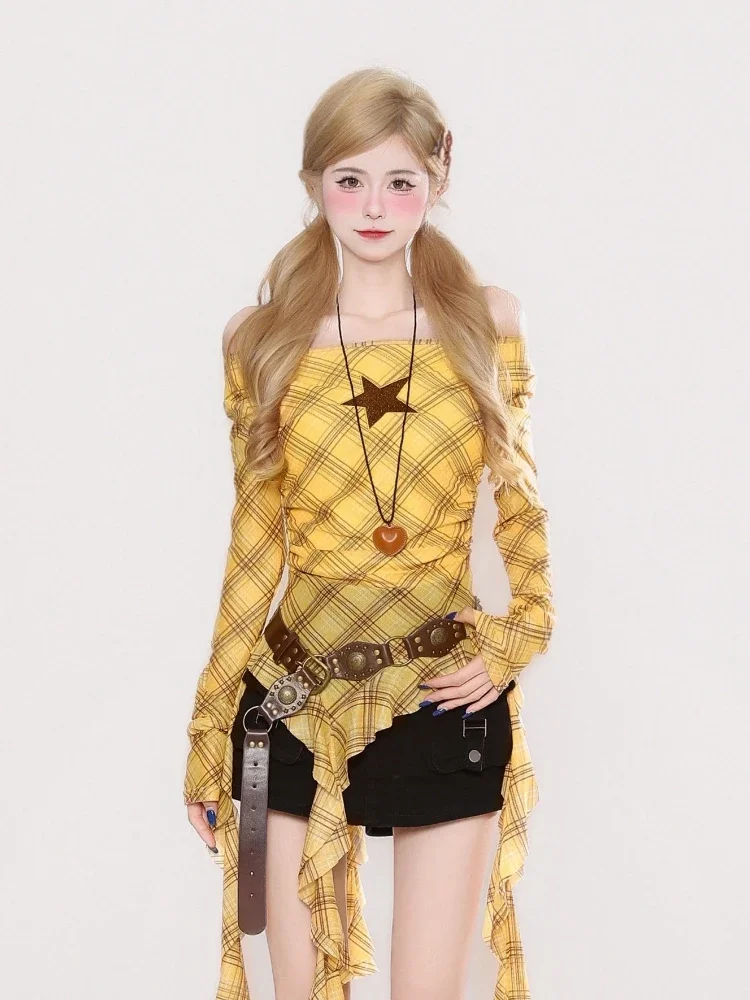 เสื้อยืดวินเทจลายสก๊อต Y2K สำห - Embroidery Fashion บทวิจารณ์และราคา