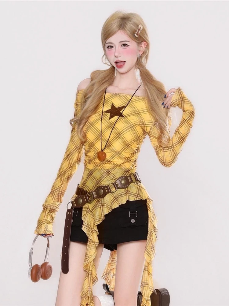 เสื้อยืดวินเทจลายสก๊อต Y2K สำห - Embroidery Fashion บทวิจารณ์และราคา