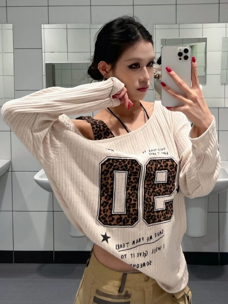 เสื้อยืดลายเสือดาวสไตล์ Y2K แบ - Embroidery Fashion บทวิจารณ์และราคา