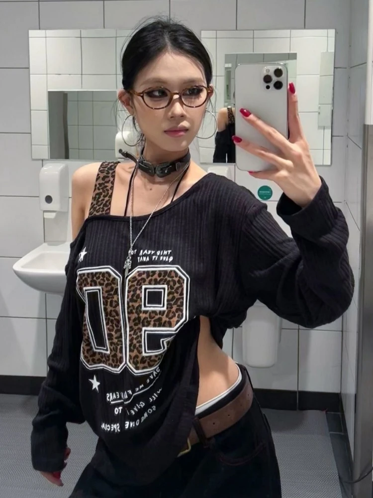 เสื้อยืดลายเสือดาวสไตล์ Y2K แบ - Embroidery Fashion บทวิจารณ์และราคา
