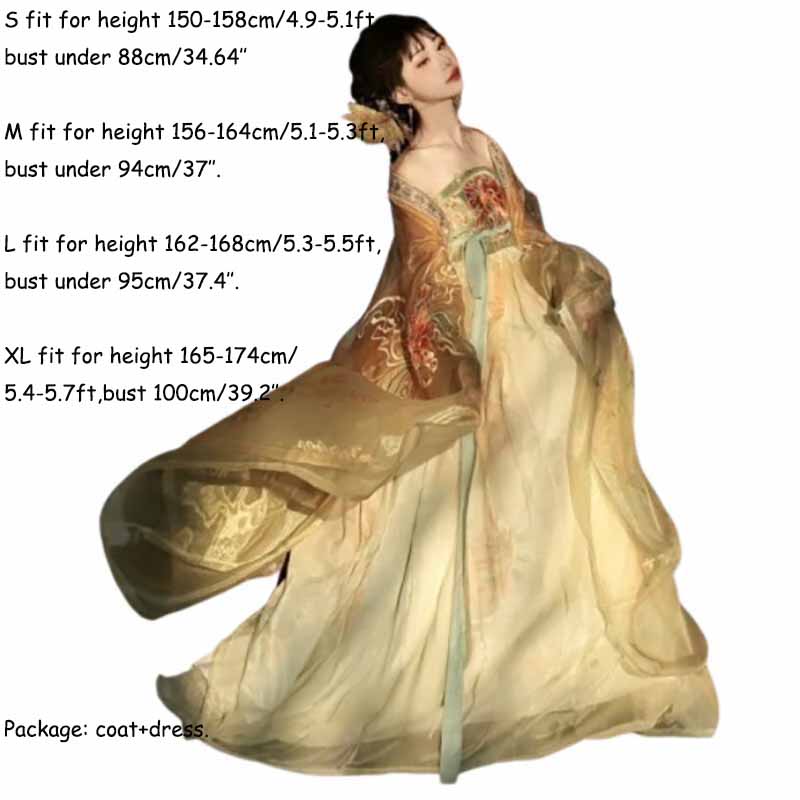 ชุดฮั่นฝูจีนโบราณสำหรับผู้หญิง - Embroidery Yellow Dress บทวิจารณ์และราคา