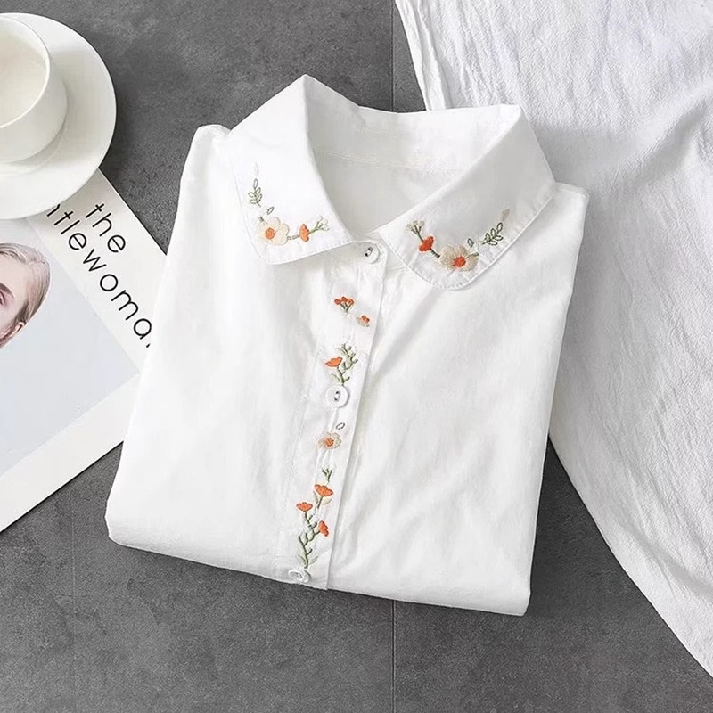 ใหม่ผ้าฝ้ายสีขาวเสื้อผู้หญิงเป - Embroidery Online บทวิจารณ์และราคา