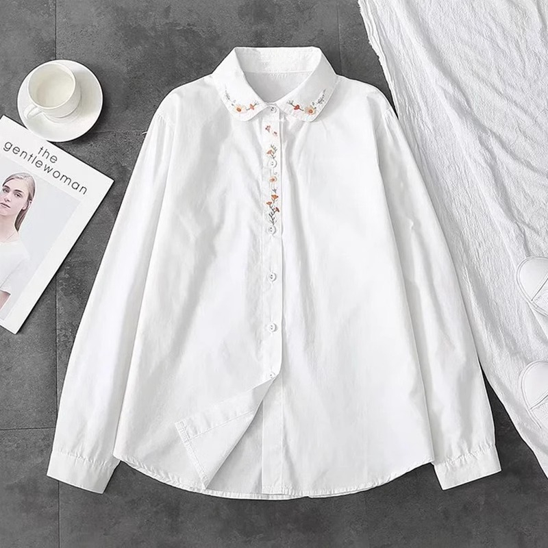 ใหม่ผ้าฝ้ายสีขาวเสื้อผู้หญิงเป - Embroidery Online บทวิจารณ์และราคา