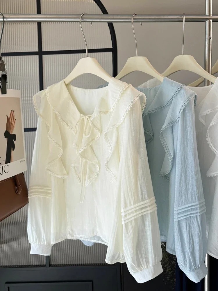 เสื้อเบลาส์แขนยาวคอวีสไตล์ฝรั่ - Embroidery Fashion บทวิจารณ์และราคา