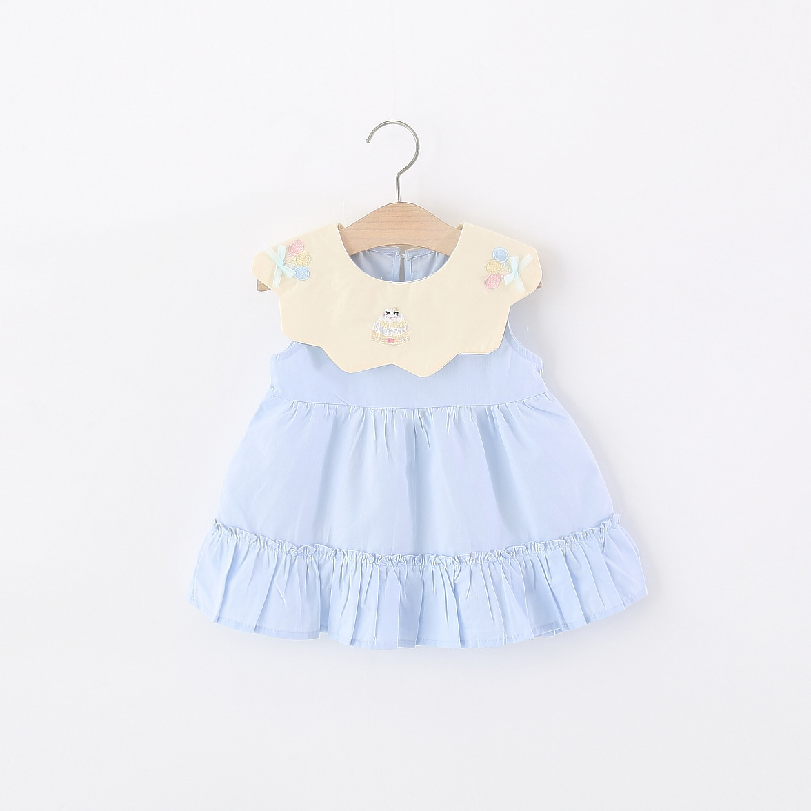 เดรสผ้าฝ้ายสีเหลืองสำหรับเด็กผ - Embroidery Yellow Dress บทวิจารณ์และราคา